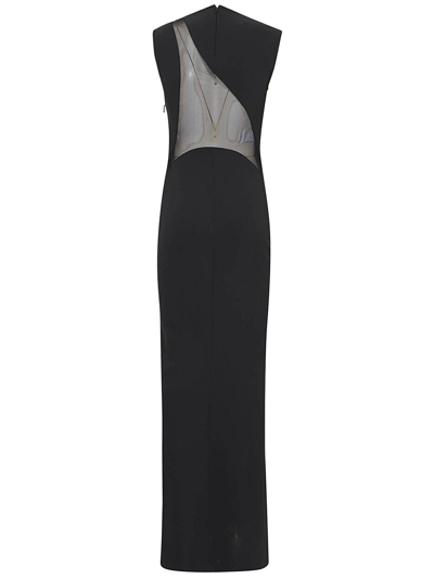 Shop Pinko Sleeveless Semi-sheer Midi Dress In Nero