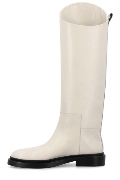 Shop Jil Sander Almond-toe Knee-length Boots In Natural