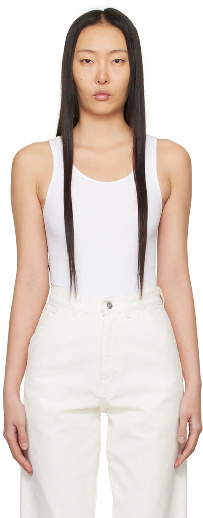 Hommegirls White Embroidered Bodysuit In White