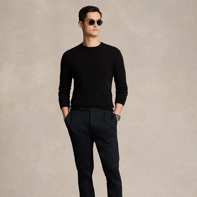 Shop Ralph Lauren Pleated Knit Mesh Trouser In Polo Black