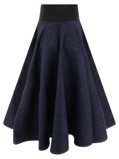 Shop Alaïa Belted Denim Skirt