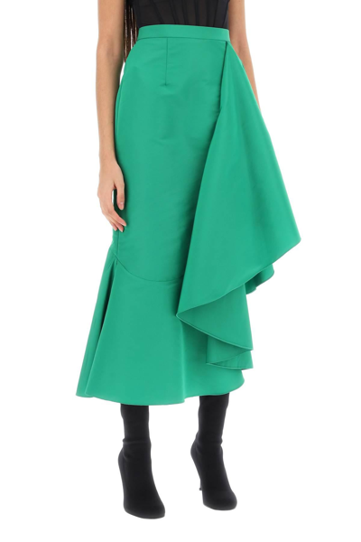 Shop Alexander Mcqueen Asymmetric Skirt With Maxi Flounce