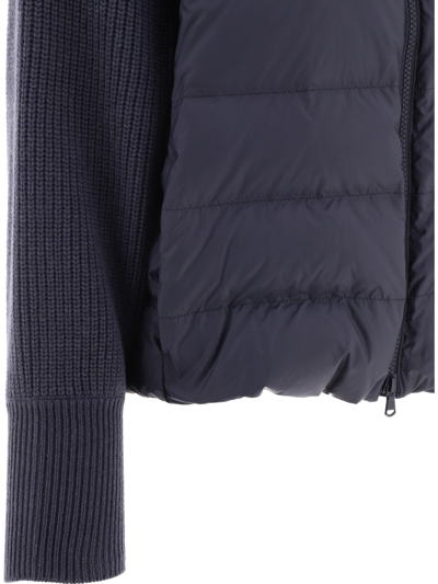 Shop Brunello Cucinelli Down Jacket With Monili, Knitted Hood And Sleeves