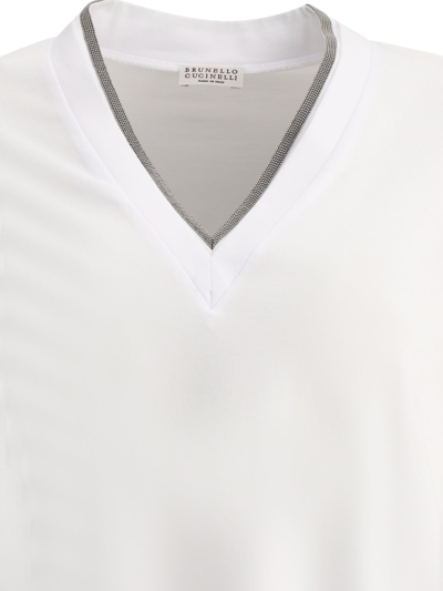 Shop Brunello Cucinelli Precious Neckline Ribbed T Shirt