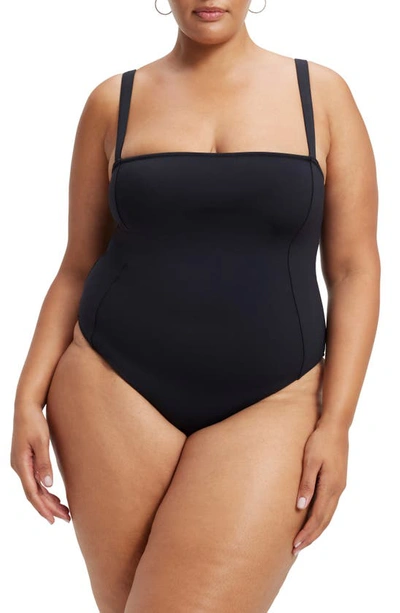 Shop Good American Sculpt Lace-up Back One-piece Swimsuit In Black001