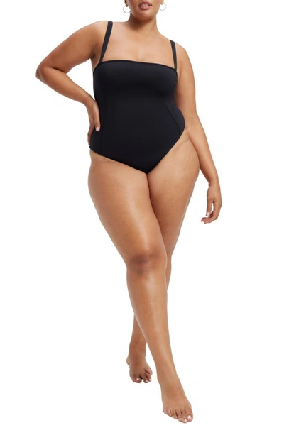 Shop Good American Sculpt Lace-up Back One-piece Swimsuit In Black001
