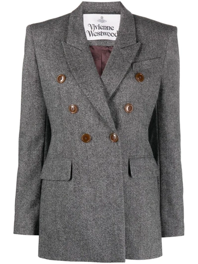 Shop Vivienne Westwood Wool Double-breasted Jacket In Black