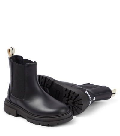 Shop Palm Angels Leather Chelsea Boots In Black
