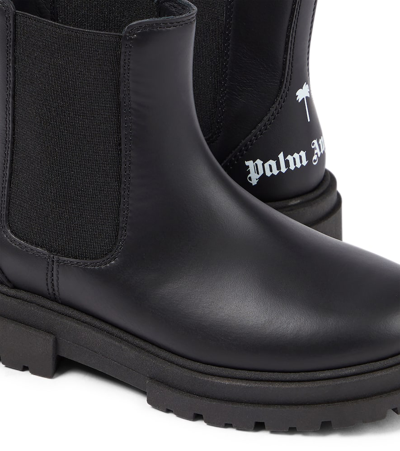Shop Palm Angels Leather Chelsea Boots In Black