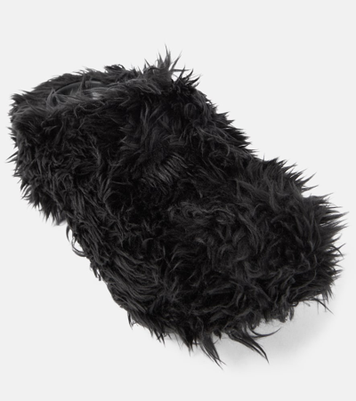 Shop Balenciaga X Crocs Faux Fur Slides In Black