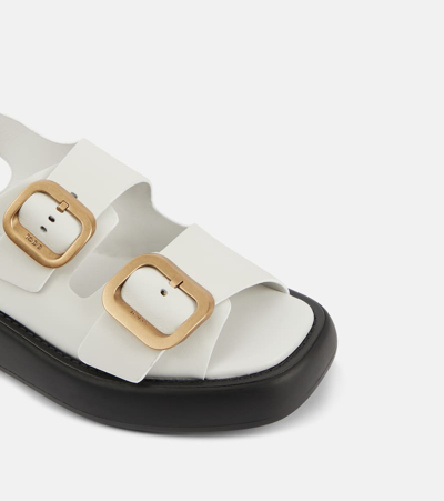 Tod's Buckled Leather Sandals In White