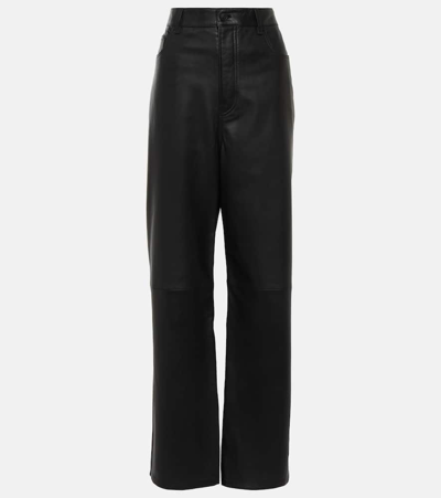 Shop Wardrobe.nyc Wardrobe. Nyc High-rise Leather Wide-leg Pants In Black