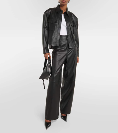 Shop Wardrobe.nyc Wardrobe. Nyc High-rise Leather Wide-leg Pants In Black