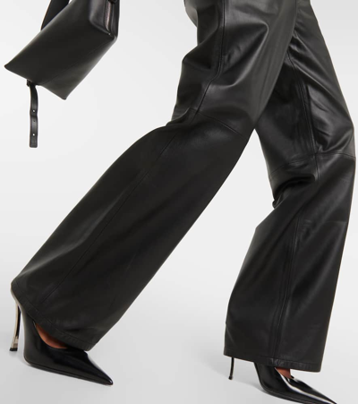 Shop Wardrobe.nyc Wardrobe. Nyc High-rise Leather Wide-leg Pants In Black