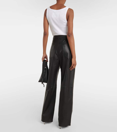 Shop Wardrobe.nyc Wardrobe. Nyc High-rise Leather Wide-leg Pants In Black