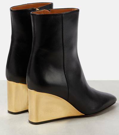 Shop Chloé Rebecca Leather Wedge Ankle Boots In Black