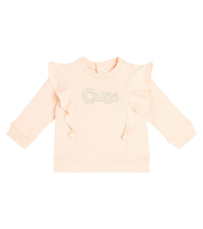 Shop Chloé Kids Baby Cotton Jersey Sweatshirt In Pink