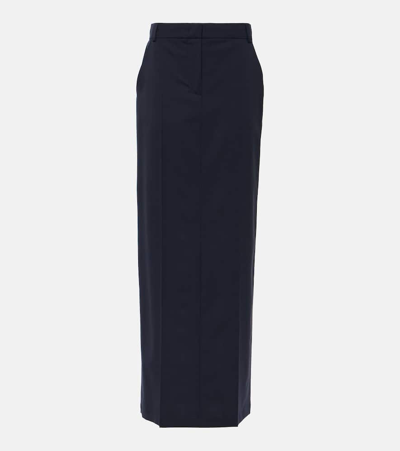Max Mara Circeo Wool Maxi Skirt In Blue