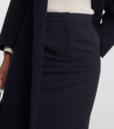 Max Mara Circeo Wool Maxi Skirt In Blue