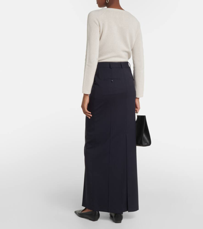 Max Mara Circeo Wool Maxi Skirt In Blue