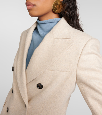 Shop Max Mara Calata Cashmere And Wool Blazer In Beige