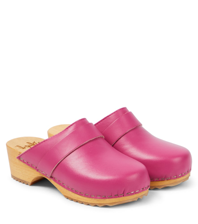 Il Gufo Leather Clogs In Pink