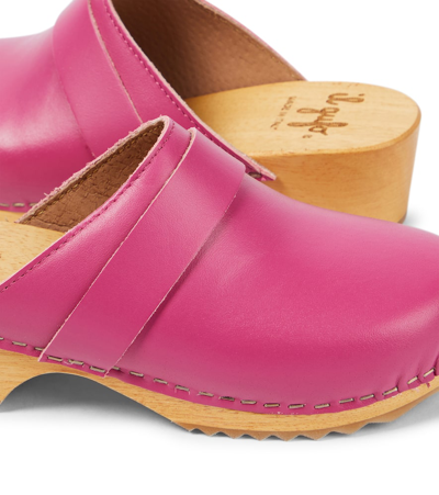 Il Gufo Leather Clogs In Pink