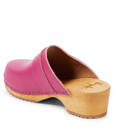 Il Gufo Leather Clogs In Pink