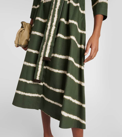 S Max Mara Womens Olanda Abstract-pattern Cotton Midi Dress Kaki In Green