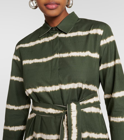 S Max Mara Womens Olanda Abstract-pattern Cotton Midi Dress Kaki In Green