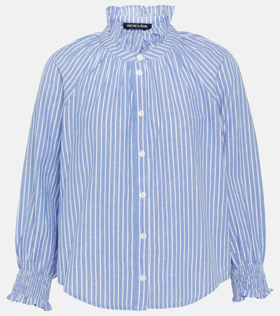 Shop Veronica Beard Calisto Striped Cotton-blend Shirt In Blue