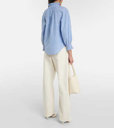 Shop Veronica Beard Calisto Striped Cotton-blend Shirt In Blue