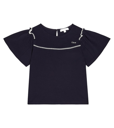 Chloé Cotton Jersey T-shirt In Blue