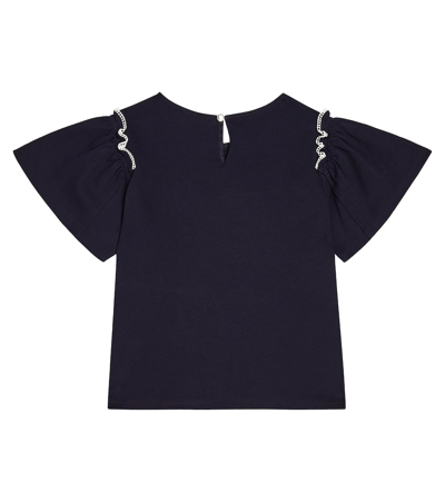 Shop Chloé Kids Cotton Jersey T-shirt In Blue