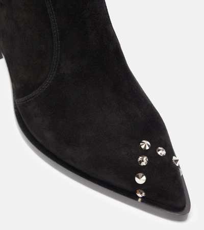 Shop Gianvito Rossi Denver Studded Suede Cowboy Boots In Black