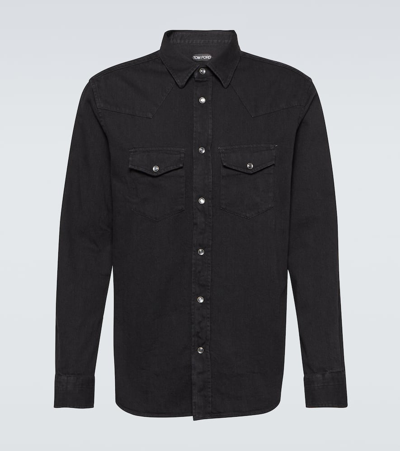 Shop Tom Ford Denim Shirt In Black