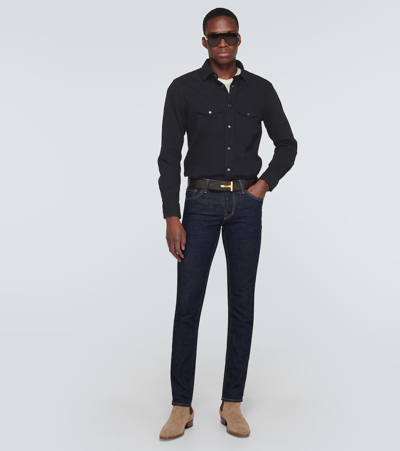 Tom Ford Black Denim Western Shirt In Black