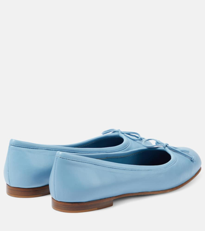 Shop Manolo Blahnik Veralli Leather Ballet Flats In Blue