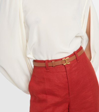 Shop Chloé Marcie Leather Belt In Brown