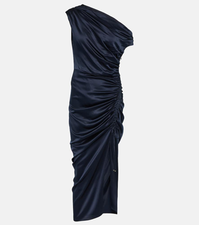 Shop Veronica Beard Kadie Silk Charmeuse Midi Dress In Blue