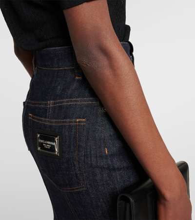 Dolce & Gabbana Denim Pencil Midi Skirt In Blue