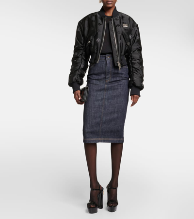 Dolce & Gabbana Denim Pencil Midi Skirt In Blue