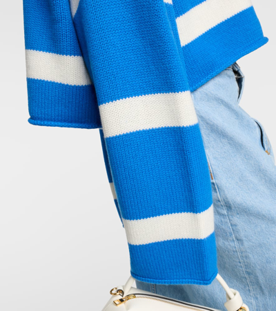 Shop Jw Anderson Striped Cropped Wool And Cashmere Sweater In Multicoloured