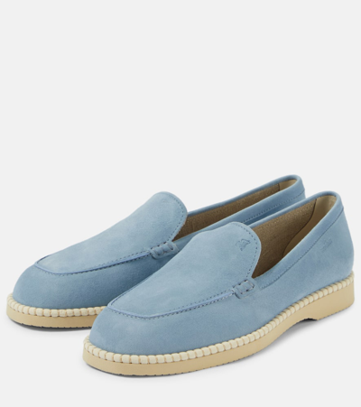 Shop Hogan H642 Suede Loafers In Blue