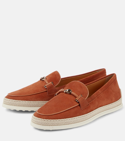 Shop Tod's Gomma Suede Moccasins In Red