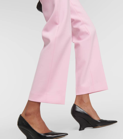 Sportmax Roagna Mid-rise Wool-blend Straight Pants In Pink