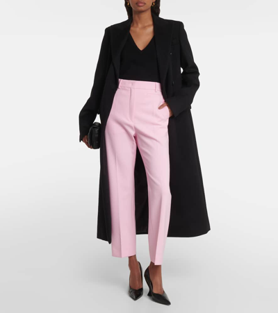 Sportmax Roagna Mid-rise Wool-blend Straight Pants In Pink