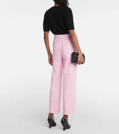 Sportmax Roagna Mid-rise Wool-blend Straight Pants In Pink