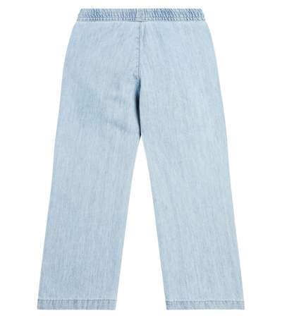 Palm Angels Striped Straight Jeans In Blue