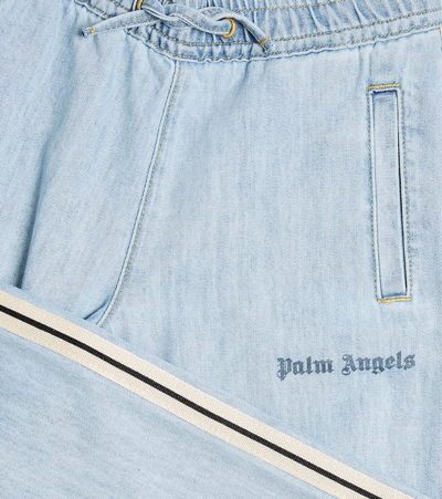 Palm Angels Striped Straight Jeans In Blue